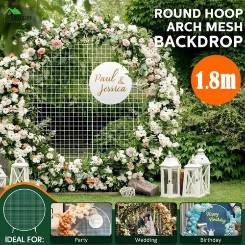 1.8M Round Hoop Arch Mesh Backdrop Stand Wedding Party Frame Flower Display