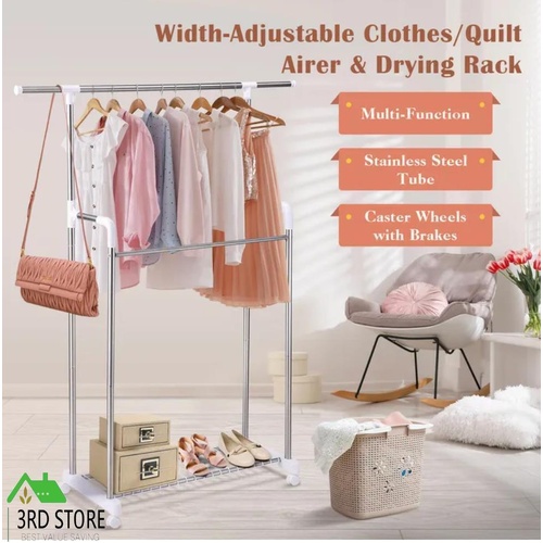 Garment Hanger Rail Clothes Airer Laundry Drying Rack Outdoor Storage Dryer