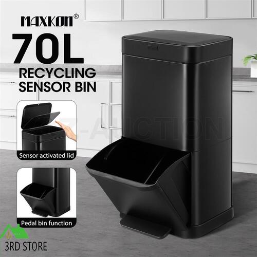 70L Rubbish Bin Kitchen Waste Trash Can Dust Garbage Motion Sensor Pedal Open