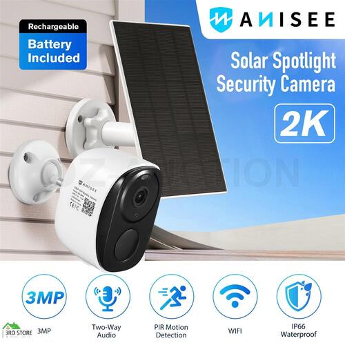 ANISEE 2K Security Camera with Solar Panel CCTV Camera WiFi 3MP Rechargable