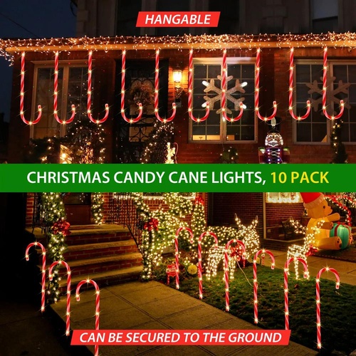 Christmas Solar Light LED Candy Cane Outdoor Garden Decoration Pathway Holiday O