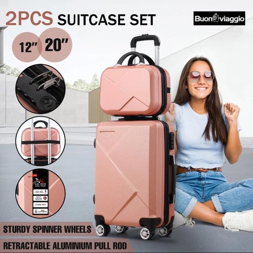 2PCS Luggage Suitcase Trolley Carry On Hard Shell Case Travel Stoage Bag Wheels