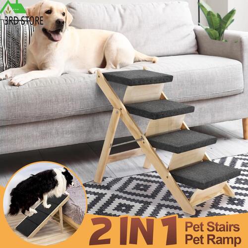 Dog Ramp Pet Stairs 4 Steps for Bed Car Couch Sofa Puppy Cat Ladder Folding Port