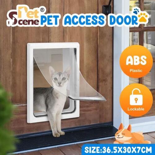 Pet Dog Cat Door Flap Medium 2-Way Locking Safe Brushy Security Wall Metal