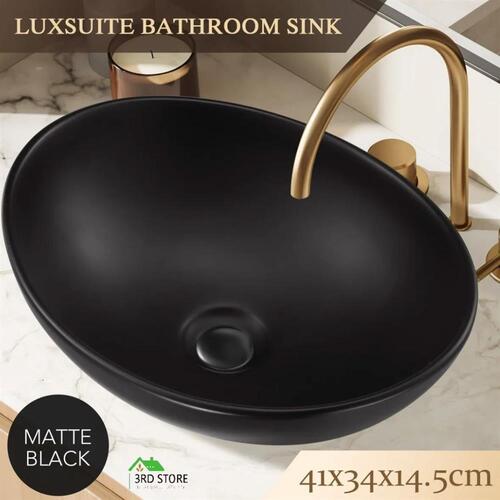 Black Bathroom Sink Basin Vessel Wash Washing Vanity Bowl Countertop Above Count