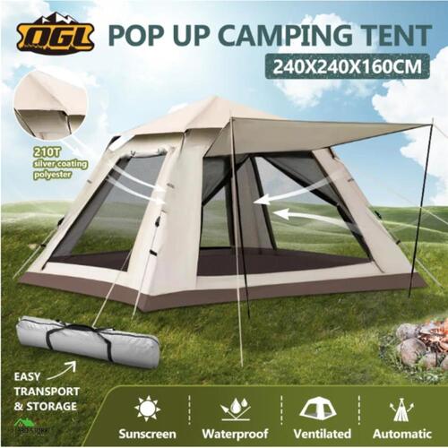RETURNs OGL 4 Person Camping Tent Instant Pop Up Beach Shade Shelter Waterproof White