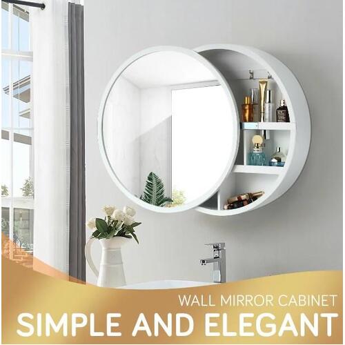 Bathroom Medicine Cabinet Mirror Vanity Round Wall Mirrored Cupboard with Storag