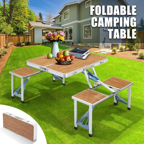 Folding Camping Table Set Outdoor Dining Beach Picnic Chairs Bench Party Portabl