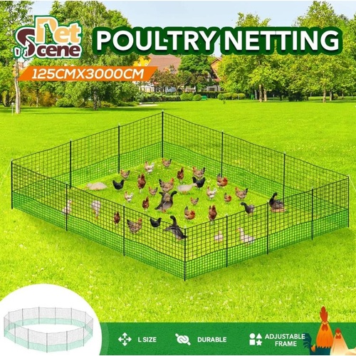 Chicken Coop Cage Pen Run Hen Chook Fence Poultry Net Enclosure Mesh 3000x125CM