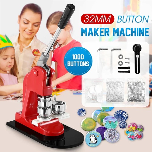 32MM Button Maker Machine Kit DIY Badge Pin Press Making Supplies Paper Cutter