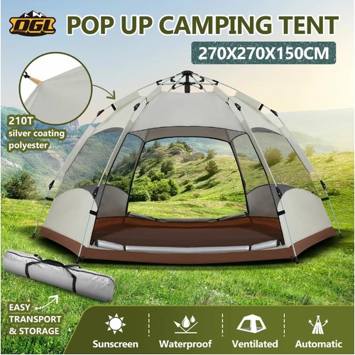 5 Person Pop Up Tent Beach Shelter Camping Instant Dome Family Shade Hiking Sun