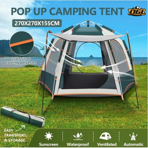 5 Person Camping Tent Instant Pop Up Beach Shelter Sun Shade Hiking Family Party