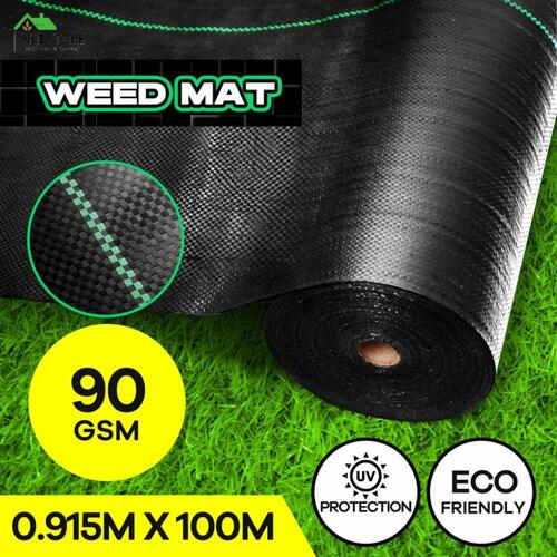 90GSM Weed Mat Ground Cover Control Barrier Gardening Block 0.915m x 100m