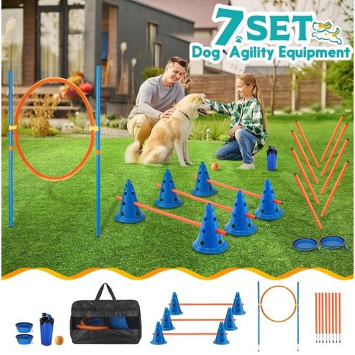 Dog Agility Equipment 7 Set Pet Obstacle Training Course Supplies Jump Hurdle
