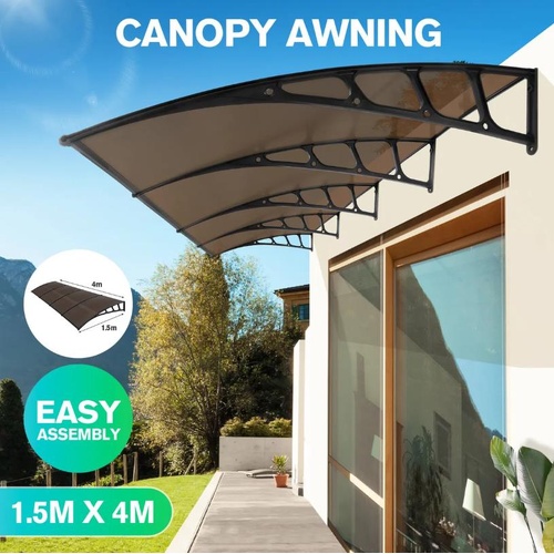 Window Awning Front Door Outdoor Patio Canopy 4x1.5m House Deck Porch Balcony