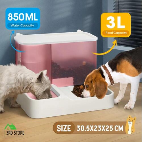 Automatic Dog Feeder Cat Bowl Auto Feeding Water Dispenser 3L Food Gravity Fed S