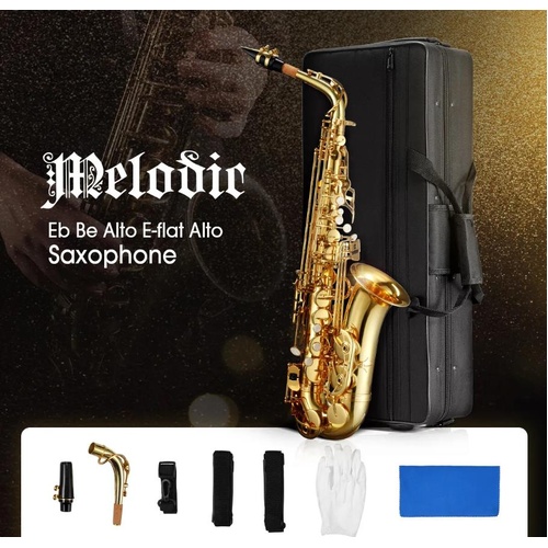 Melodic Saxophone for Student Beginner Sax Eb Be Alto E Flat Brass w/ Mouthpiece