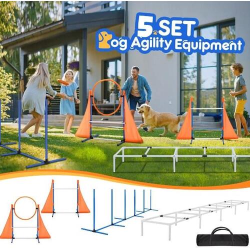 Dog Agility Training Equipment 5 Set Pet Obstacle Course Exercise Kit Ladder