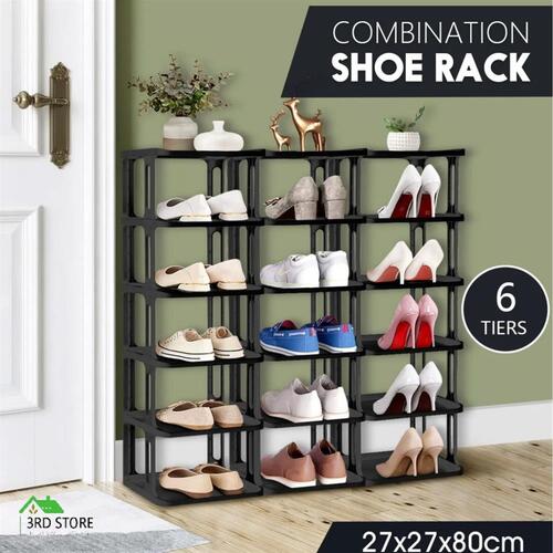 6 Tier Shoe Rack Shelf Storage Holder Oragniser Stand Sneaker Tower Display Unit