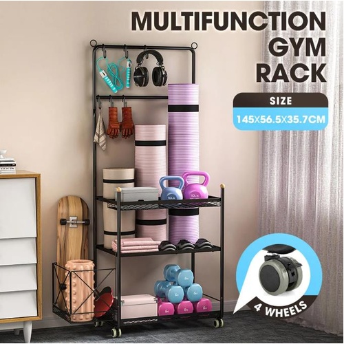 Yoga Mat Storage Rack Weight Dumbbell Kettlebell Shelves Shelf Garage Racking