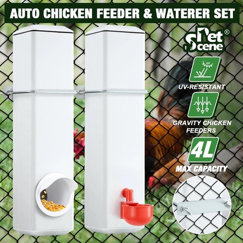 Chicken Bird Feeder Water Dispenser Automatic Waterer Poultry Food Drinker 4L