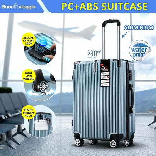 20" Luggage Suitcase Trolley Set TSA Carry On Hard Case Travel Storage Blue