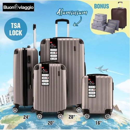 RETURNs 3PCS Luggage Suitcase Trolley Set Travel Storage Hard Shell Case Lock Champagne