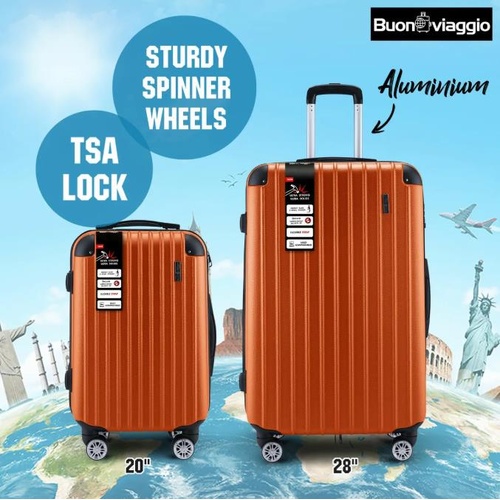 2PCS Luggage Suitcase Trolley Set Travel Storage Hard Shell Case TSA Lock Orange