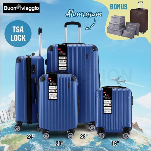 4PCS Luggage Suitcase Trolley Set Travel Storage Hard Shell Case TSA Lock Blue