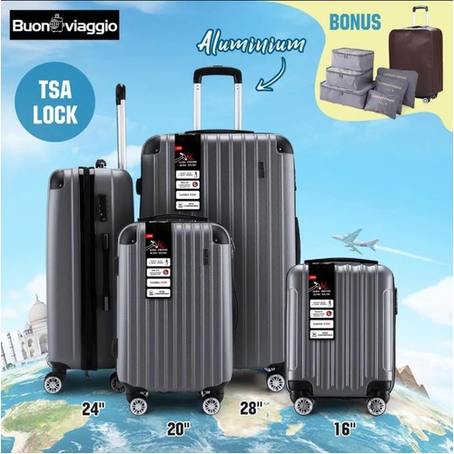 4PCS Luggage Suitcase Trolley Set Travel Storage Hard Shell Case TSA Lock Grey