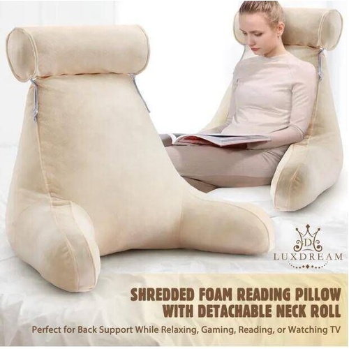 Back Rest Pillow Neck Lumbar Support Chair Cushion Bed Reading Backrest Beige