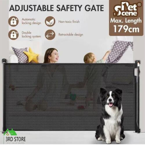 Retractable Baby Gate Pet Safety Fence Dog Safe Guard Enclosure Stair Mesh