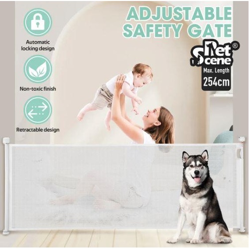 Retractable Baby Gate Safety Pet Dog Fence Enclosure Safe Guard Stair Barrier