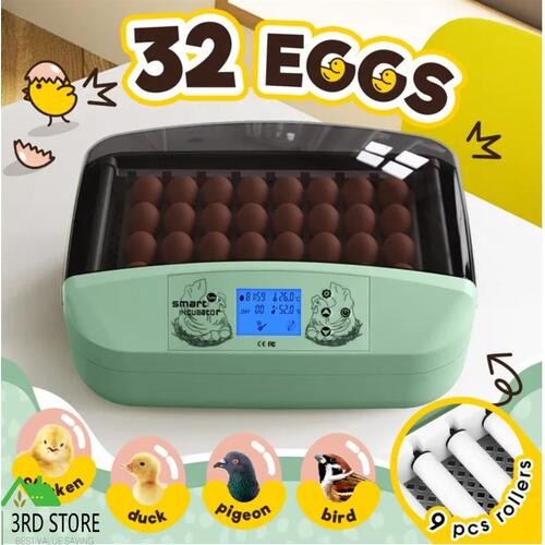 32 Eggs Incubator Automatic Chicken Hatching Quail Duck Hatcher with Turner