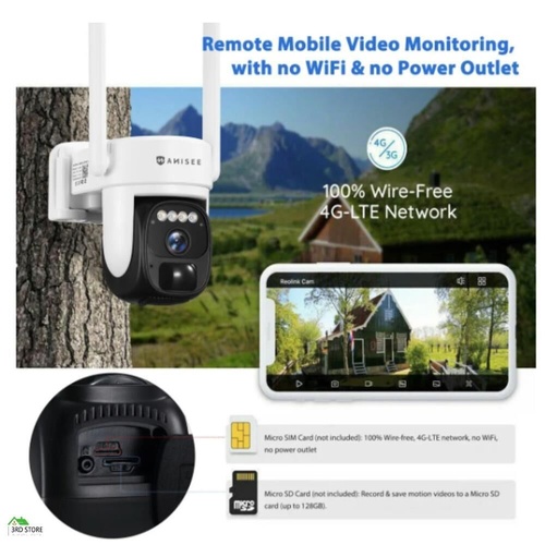 PTZ Solar Security Camera 3MP 4G LTE CCTV 2K Spy Wireless Surveillance IP66 Home