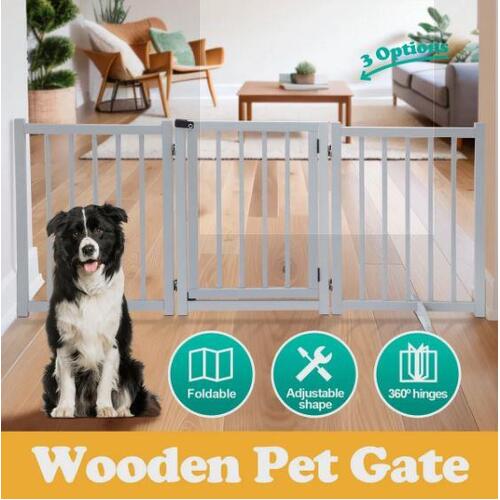 Puppy Gate Dog Fence Pet Safety Guard Indoor Wooden Playpen Foldable