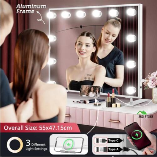 Maxkon Hollywood Makeup Mirror Vanity 12 LED Lighted Desk Wall Mounted Dimmable