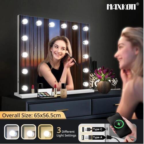 Makeup Mirror 14 LED Light Bulb Vanity Hollywood Tabletop Dressing Beauty Mirror