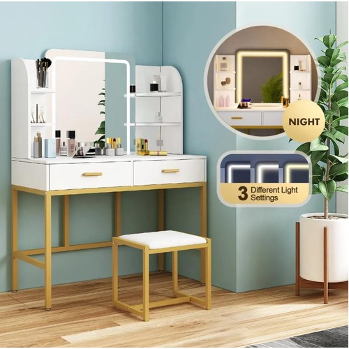 Maxkon Dressing Table Set Lighting Vanity Makeup Desk LED Lighted Mirror
