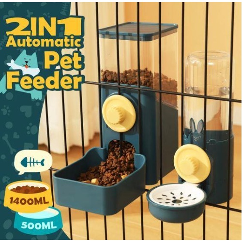 Hanging Automatic Dog Cat Feeder 500ml Water Dispenser 1.4L Food Bowl Pets Feed