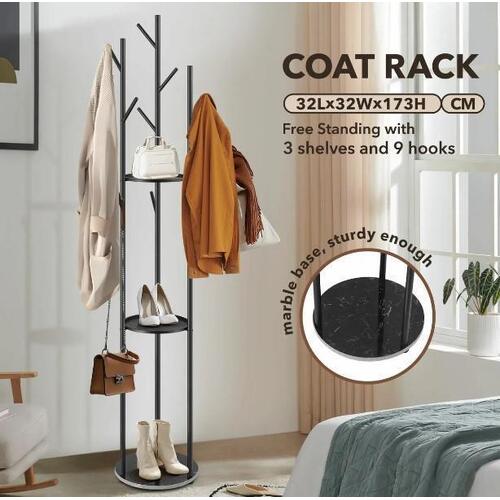 Coat Stand Clothes Rack Metal Shelving Closet Organizer Shelf Hook Hanger Scarf