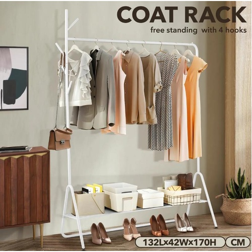 Clothes Garment Rack Coat Stand Metal Shelving Closet Organizer Hook Hanger Hat