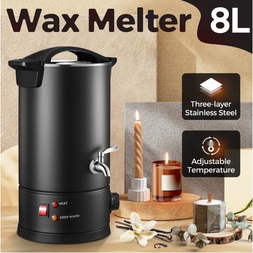 Electric Wax Melter 8L Candle Making Melting Pot Furnace Spout Soy Bees Soap