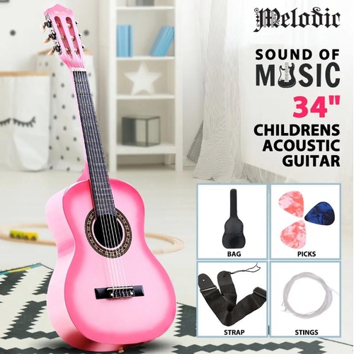 Melodic 34 Inch Kids Acoustic Guitar Wooden Kids Gift with Carry Bag 6 Strings