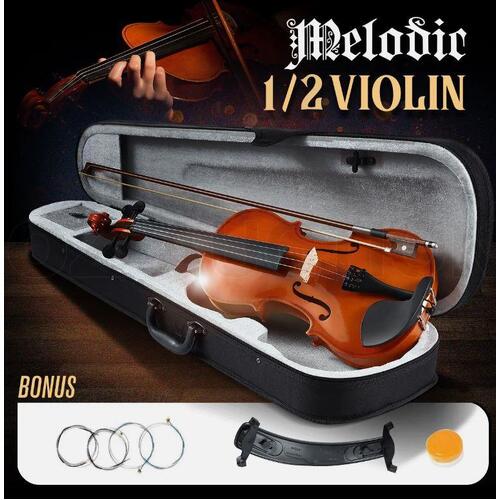 Melodic2/4 Acoustic Violin Kit 4 Strings Natural Varnish Finish w/Case Bow Rosin