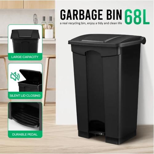 68L Kitchen Pedal Rubbish Bin Garbage Waste Trash Recycling Can Compost Dustbin