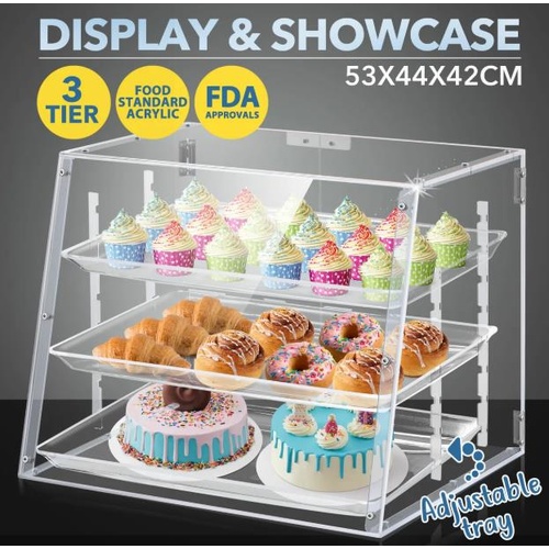 Cake Display Cabinet 3 Tier Acrylic Bakery Cupcake Stand Case Unit Holder Muffin