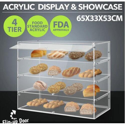 Large Cake Display Cabinet 4 Tier Acrylic Stand Case Unit Holder Bakery Cupcake