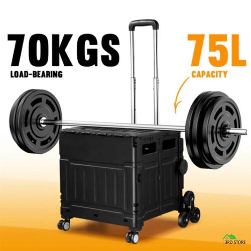 RETURNs 75L Shopping Trolley Cart Wheeled Grocery Utility Basket Bag Stair Climbing Roll