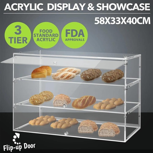 3 Tier Acrylic Cake Cupcake Display Cabinet Bakery Storage Holder Stand Showcase